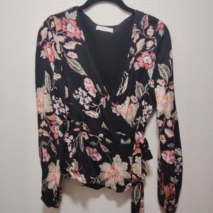 Sage the Label Floral Faux Wrap Blouse Small